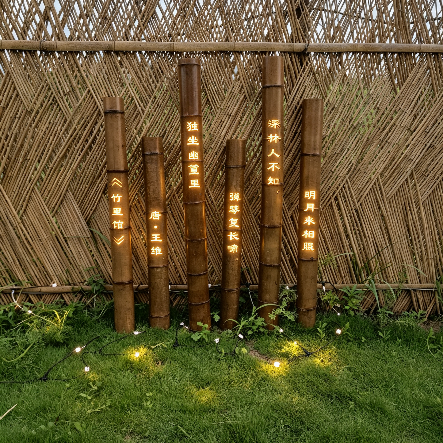 Carbonized Bamboo Carved Light-竹里馆